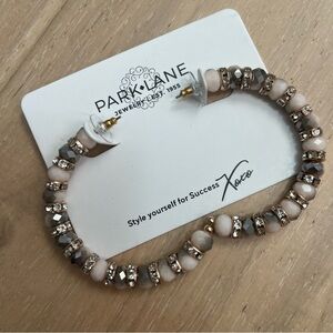 Park Lane Wonderland Earrings Cream Gold Beaded Hoops